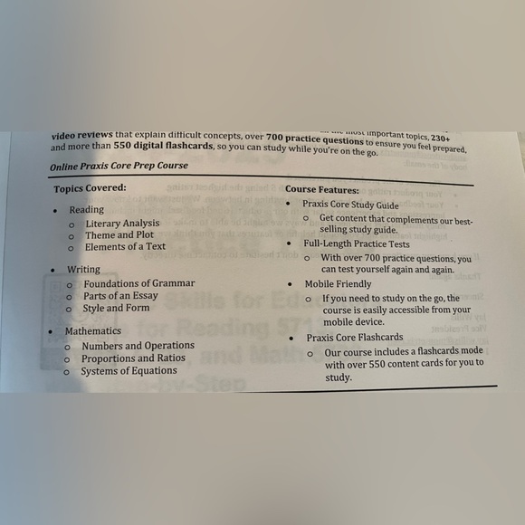 Praxis Core Study Guide 24-25|Reading 5714, Writing 5723, and Math 5733 - Picture 4 of 8